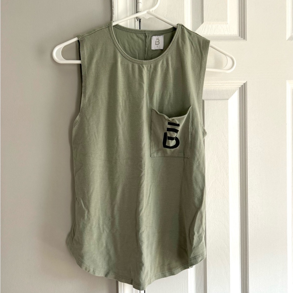 Barre3 Olive Green Sleeveless Top with Pocket